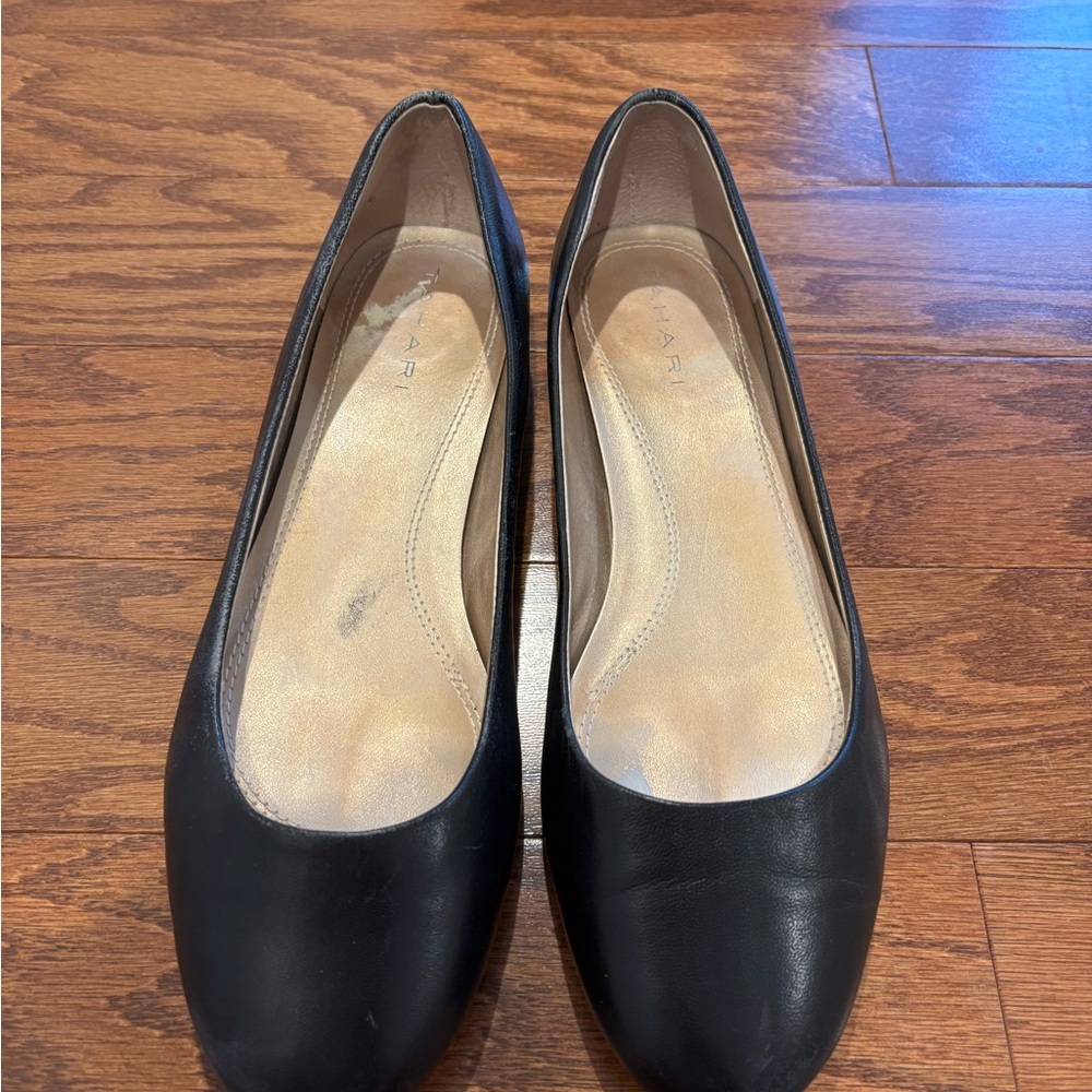 Tahari Classic Black Women's Flats with Gold Heel